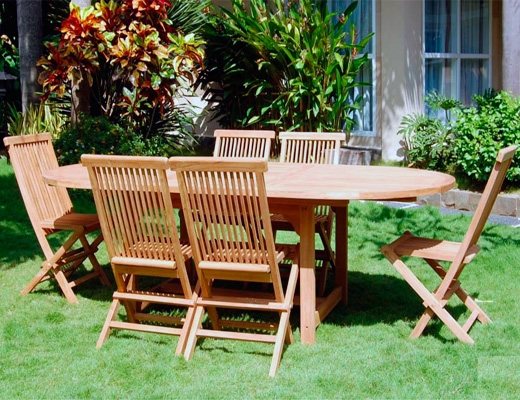 Комплект мебели из древесины тика А6, стол и 6 стульев