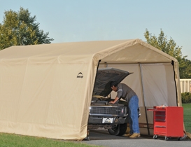 Тентовый гараж 3x6,1x2,4м ShelterLogic, скатная крыша, песочный тент