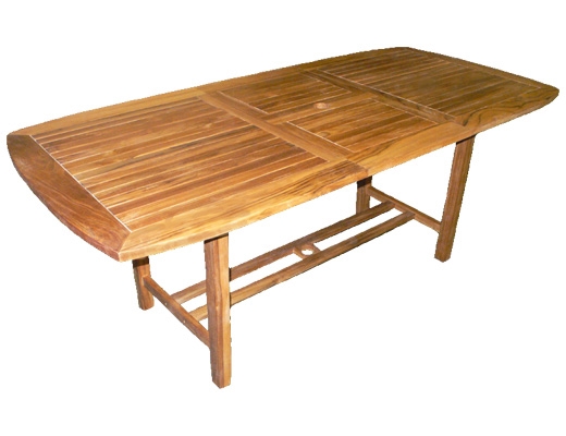 Стол обеденный из древесины тика, полуовальный, раздвижной