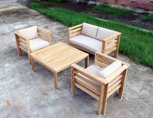 Комплект мебели для террасы из древесины тика "SOFA" с подушками